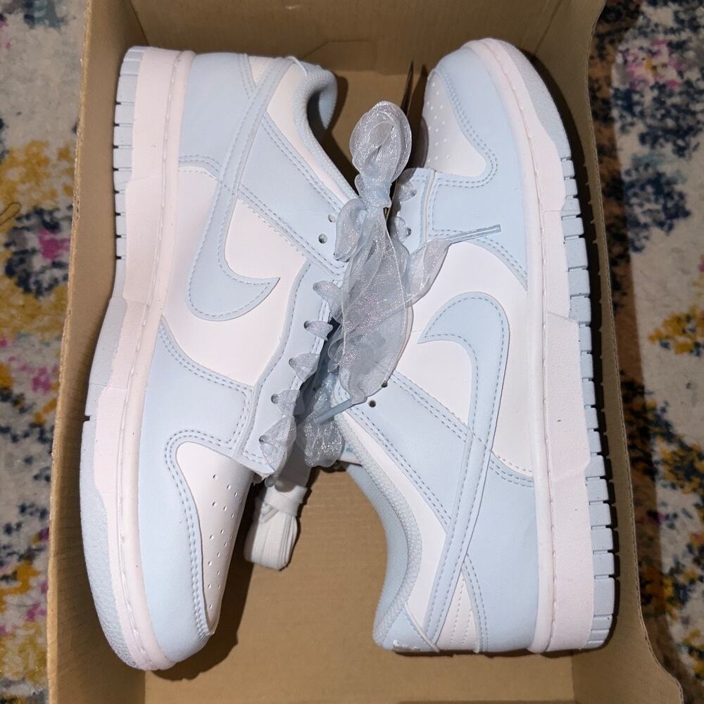 New Nike Dunk Low Next Nature Sheer Lace Blue and White